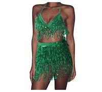 Bufanda de cadera de danza del vientre Sujetador de traje de danza del vientre for mujer, Top con flecos, falda de cadera for danza del vientre con sujetador, Top de lentejuelas, borla, bufanda a la c