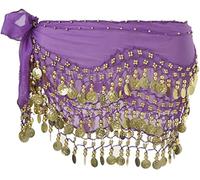 Bufanda de cadera para danza del vientre, falda de danza del vientre Bufandas de cadera con monedas de oro colgantes para el traje de rendimiento Clase de yoga de danza del vientre