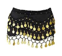 Bufanda de cadera para danza del vientre, falda de danza del vientre Bufandas de cadera con monedas de oro colgantes para el traje de rendimiento Clase de yoga de danza del vientre
