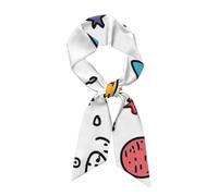 Bufanda de dibujos animados para mujer, bufanda para el cuello, para bolsos, universo, satín, seda, pañuelo para la cabeza, para deportes, yoga, facial