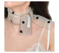 Bufanda de encaje francesa para mujer, elegante, con patrón de puntos, bufanda corta, moderna, camping, compras, encaje, cómoda, para mujer, diademas para el cuello, Negro, Talla única