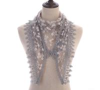 Bufanda de encaje para mujer con borlas, chal triangular floral suave y transpirable para iglesia, misa, boda, bautizo, primera comunión, 63 x 20 pulgadas, negro (160 cm, G)
