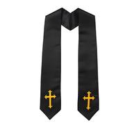 Bufanda de estola para ceremonias religiosas, paneles frontales puntiagudos, textura suave, ribete dorado, estilo de apelación, estola de clero, adoración de coro, bufanda bordada suave, ceremonia de