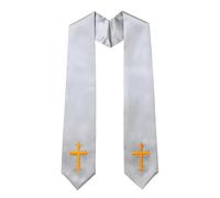 Bufanda de estola para ceremonias religiosas, paneles frontales puntiagudos, textura suave, ribete dorado, estilo de apelación, estola de clero, adoración de coro, bufanda bordada suave, ceremonia de