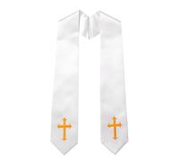Bufanda de estola para ceremonias religiosas, paneles frontales puntiagudos, textura suave, ribete dorado, estilo de apelación, estola de clero, adoración de coro, bufanda bordada suave, ceremonia de