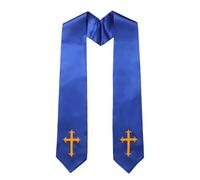 Bufanda de estola para ceremonias religiosas, paneles frontales puntiagudos, textura suave, ribete dorado, estilo de apelación, estola de clero, adoración de coro, bufanda bordada suave, ceremonia de