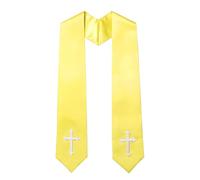 Bufanda de estola para ceremonias religiosas, paneles frontales puntiagudos, textura suave, ribete dorado, estilo de apelación, estola de clero, adoración de coro, bufanda bordada suave, ceremonia de