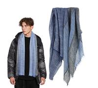 Bufanda De Hombre De 1 Pieza, Bufanda De Algodón Y Lino, Bufanda Suave, Bufanda De Bloque De Color, Bufanda Cálida