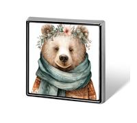 Bufanda de invierno con diseño de oso del bosque, estilo bohemio, unisex, broches y alfileres, cuadrados, ligeros, con solapa, joyería para ropa, chal, sombrero