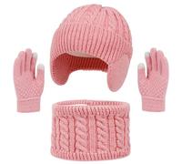 Bufanda de Invierno, Gorro Y Calentador de Cuello de Punto para NiñOs, Guantes TéRmicos con Pantalla TáCtil para Clima FríO