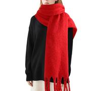 Bufanda de invierno Mohair para mujer, color puro, cálida bufanda de invierno para mujeres y hombres, bufanda de cachemira súper suave para mujer, Rojo -, Talla única