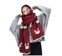 Bufanda de invierno para hombre, bufanda bonita de Navidad y bufanda de lana de punto, bufanda roja cálida de cervatillo, bufanda roja Aka sombrero de invierno, Rojo De La Sandía, Talla única