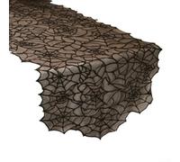 Bufanda de mesa de encaje negro 33x182.9 cm Borde dentado (negro)