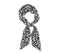 Bufanda de moda para mujer con estampado de perro Pomerania, ligera, transpirable y versátil de satén de seda para todas las ocasiones, Lunares blancos y negros., Talla única