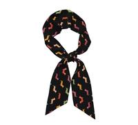 Bufanda de moda para mujer con estampado de perro Pomerania, ligera, transpirable y versátil de satén de seda para todas las ocasiones, Lindos perros salchicha, Talla única