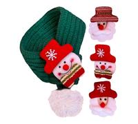 Bufanda de Navidad para mascotas, bufanda de muñeco de nieve con 4 patrones decorativos de Papá Noel, uso común, bufanda cálida para perros y gatos, protección contra el frío, bufanda cálida de punto