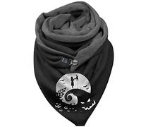 Bufanda de para Mujer Estampado de algodón Botón cálido Turbante Bufandas Chales Bufanda Pesadilla Antes De Navidad Bufanda de Invierno
