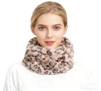 Bufanda de piel sintética Lina & Lily de color sólido para mujer, bufanda infinity, calentador de cuello de invierno, snood, Leopardo rosa., Taille unique