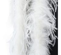 Bufanda de plumas de avestruz de 2 m de largo para peinar sobre los hombros o añadir un toque elegante a prendas y manualidades hechas a mano (blanco)
