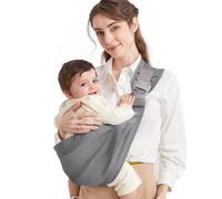 Bufanda de porteo para bebé, Mumgaroo Portabebés para recién nacidos desde el nacimiento, Multifuncional para ir en movimiento, para bebés de 0 a 36 meses, niños pequeños hasta 15 kg (gris)