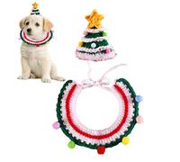 Bufanda de punto con collar de gato, collar de punto para mascotas y gorro | Collar de gato de punto | Disfraz de Navidad ajustable para perro con diseño de cuerda para Schnauzer, Bichon Frise, e