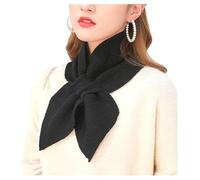 Bufanda de punto con cuello cruzado para mujer, bufanda de punto con lazo, bufanda corta de punto para mujer, bufanda cuadrada pequeña, Negro, talla única