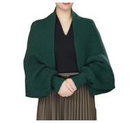 Bufanda de punto para mujer y hombre, holgada, manga larga, temperamento, chaqueta de punto funcional, verde, talla única