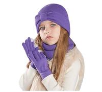 Bufanda de punto para niños, gorro, bufanda y guantes, juego de moda para exteriores, cálido, juego de tres piezas, bufanda grande para hombre, morado, talla única