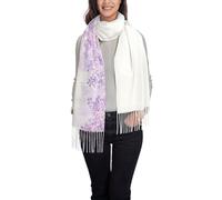 Bufanda de rayas arcoíris para mujer, para otoño, invierno, primavera, pashmina, chales largos con flecos, bufandas grandes y cálidas, Enmarcar flores lilas en flor, talla única