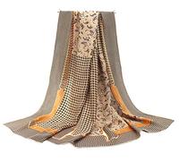 Bufanda de seda de morera 100% pura de 43 pulgadas, cuadrada, ligera, para la cabeza y el mantón, para mujer, con paquete de regalo, Cachemira y pata de gallo, Large