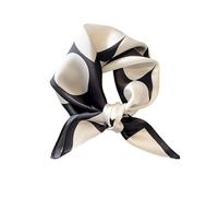 Bufanda de seda de morera de 21 pulgadas, bufanda cuadrada pequeña para el pelo, pañuelo para la cabeza para mujer, Negro y blanco (Black and White Geometric), 53 cm