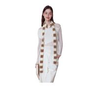 Bufanda estrecha de lana Rainbow, Bufanda de lana tejida for invierno, multicolor, for mujer, 190 x 5 cm(White Camel)