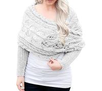 Bufanda Hombre Invierno - Tipo Chal de Manga Doble para Informal de Moda para Otoño E Invierno para Exteriores de Color Sólido Hueca Gruesa Y Cómoda con Mangas (White One Size)