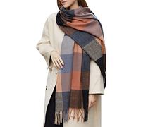 Bufanda Hombre - Winter Grid Kint Feel Fleece Shawls Wraps Ladies Light Warm S Womens Long Shawl Wraps S Grandes Knit Tassel Lattice Splicing (E One Size)