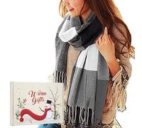 Bufanda Invierno Mujer Embalaje en Caja de Regalo Bufanda a Cuadros Manta de Gran Tamaño Chal Cachemira Cálido para Mujer Regalo Secreto Navidad