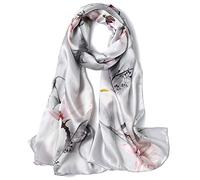 Bufanda larga de seda suave impresa para mujer Chal de abrigo cálido Bufanda de seda de morera 100% natural Bufandas de satén florales multiusos 175 * 52CM-1#-175 * 52cm