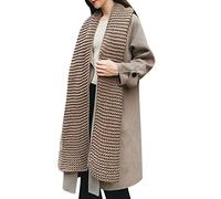 Bufanda larga para invierno, otoño e invierno, de colores, elástica, ligera, cálida, para mujeres y hombres, bufandas largas y gruesas de punto para parejas, caqui, Altoa única