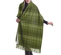 Bufanda larga para mujer, chal Gordon Clan Tartán, tacto de cachemira, bufanda cálida de invierno de 77 x 27 pulgadas, Cuadros de color verde oliva 7, talla única