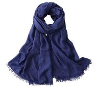 Bufanda larga para mujer y hombre, estola para el cuello, protección solar, grande, toalla de hombro, pañuelo, con flecos, muy suave, comodidad para primavera, básica, 95x195 cm, A43 Pequeño Azul, L