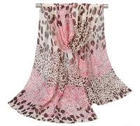 Bufanda ligera para mujer con estampado de animales y patrón de cuadros, tela transpirable, protección UV, para clima cálido, marrón claro, 150 x 50 cm, estampado de leopardo, bufanda para mujer (rosa
