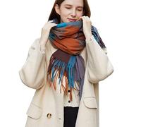 Bufanda Mujer Elegantes, Winter Grid Kint Feel Fleece Shawls Wraps Ladies Light Bufanda Warm Bufandas Womens Long Shawl Wraps Bufandas Grandes Knit Tassel Lattice Splicing Bufanda