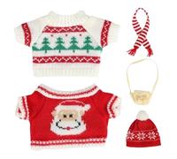 Bufanda navideña, 1 juego de ropa de muñeca navideña para peluche de capibara, accesorios para muñecas que incluyen sombrero, bufanda, suéter y bolso, para 10 carpinchos de peluche (sin) Estilo 2