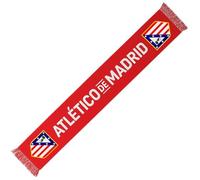 Bufanda oficial del Atlético de Madrid en color rojo con escudo bordado, ideal para animar al equipo con estilo y orgullo rojiblanco.