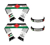 Bufanda palestina de 4 piezas, pulsera palestina, 14 x 135 cm, poliéster, ideal para hombres y mujeres, ideal para actividades o uso diario, un mensaje de unidad y moda.