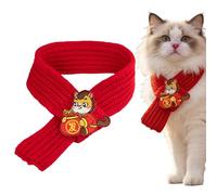 Bufanda para Gato del Año Nuevo Chino,Decoración Cálida Hecha A Mano De Punto Rojo Chino | Bufanda para Perros - para Fiestas Les Jardín Fotos Invierno Interior Exterior Diario Y