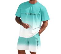 Bufanda para hombre, juego de dos piezas con camiseta de manga corta, pantalones cortos con estampado masculino estampado erótico chaleco traje, verde menta, L