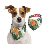 Bufanda para mascotas con estampado de hojas de vegetación con flores de hibisco, para perros y gatos, para Navidad, invierno, elegante regalo más cálido