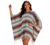 Bufanda para mujer, informal, manga larga, abrigo de vela, ponchos de invierno, cálido, cuello en V, poncho de viaje, asimétrico, suéter de gallina luminosa con bufanda, decoración navideña, urbana