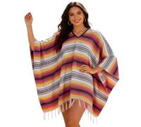Bufanda para mujer, informal, manga larga, abrigo de vela, ponchos de invierno, cálido, cuello en V, poncho de viaje, asimétrico, suéter de gallina luminosa con bufanda, decoración navideña, urbana
