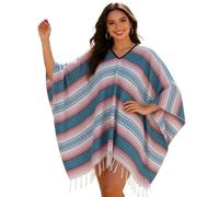 Bufanda para mujer, informal, manga larga, abrigo de vela, ponchos de invierno, cálido, cuello en V, poncho de viaje, asimétrico, suéter de gallina luminosa con bufanda, decoración navideña, urbana